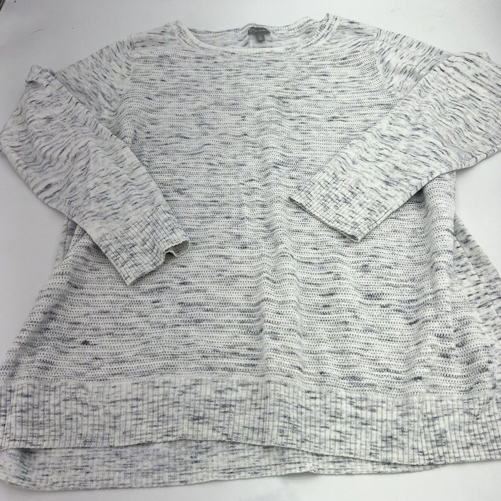 Talbots Elbow Patch Sweater Womens XL Heathered White Gray Cotton Blend